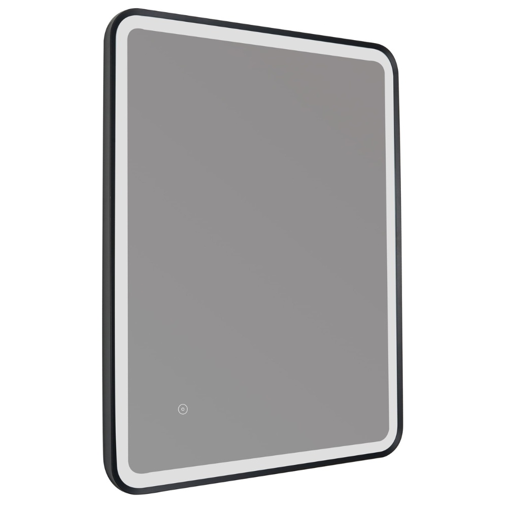 JTP Hix Matt Black Rectangular LED Illuminated Mirror Cut Out